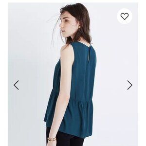 Madewell Teal Sleeveless Ruffle Tank